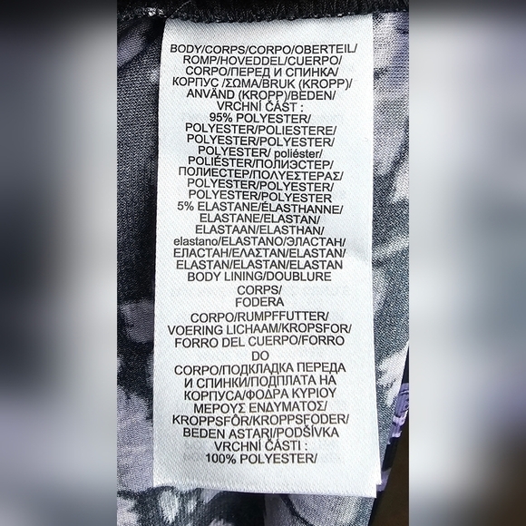 NWOT Chaps Floral Ikat Surplice Dress MEDIUM BLACK with LAVENDER FLORAL - Picture 5 of 6